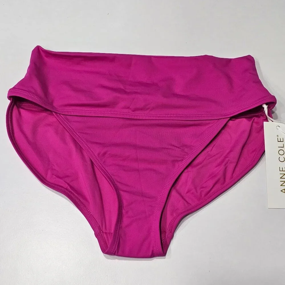 Anne Cole High Live In Color Soft Band High Waist Swim Bikini Bottom